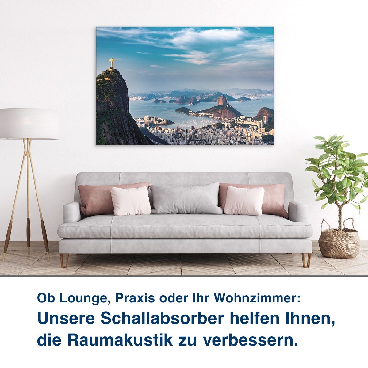 Ob Lounge, Praxis oder Ihr Wohnzimmer:  Unsere Schallabsorber helfen Ihnen,  die Raumakustik zu verbessern.