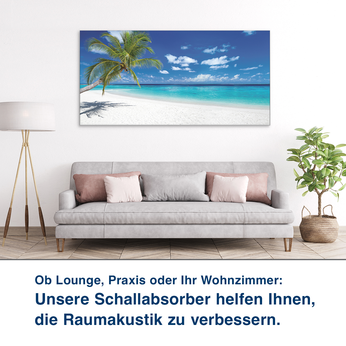 Ob Lounge, Praxis oder Ihr Wohnzimmer:  Unsere Schallabsorber helfen Ihnen,  die Raumakustik zu verbessern.