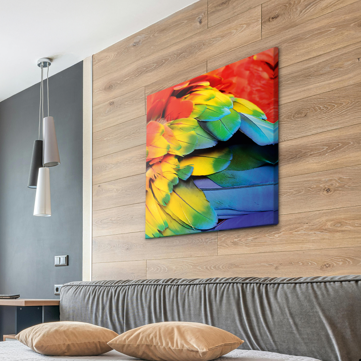 Akustikbild Bunte Papageienfedern