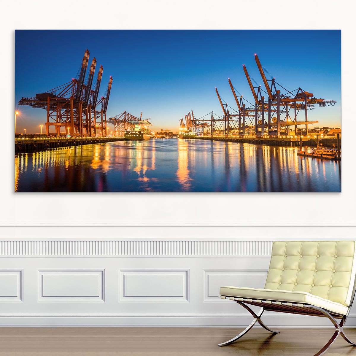 Akustikbild Hamburg Containerhafen, einseitig, Wandmontage