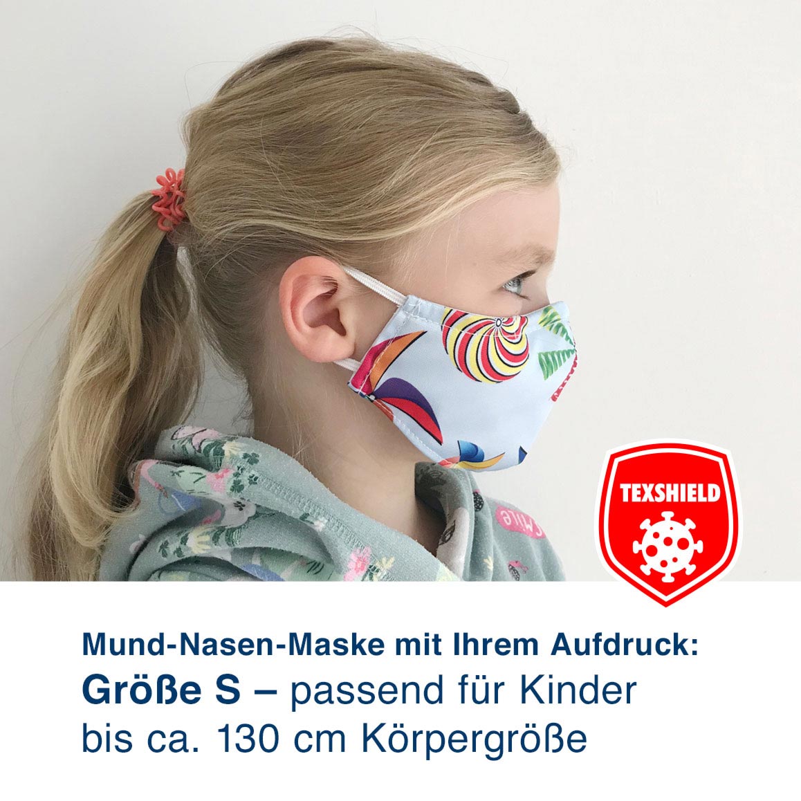 Mund-Nasen-Maske S „MyDesign“ mit Ihrem Aufdruck und antiviraler Beschichtung