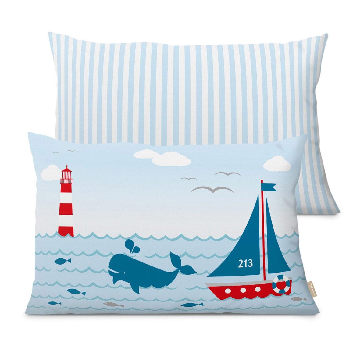 Kissen, maritimes Design mit Leuchtturm, Sailing Red 60 x40 cm