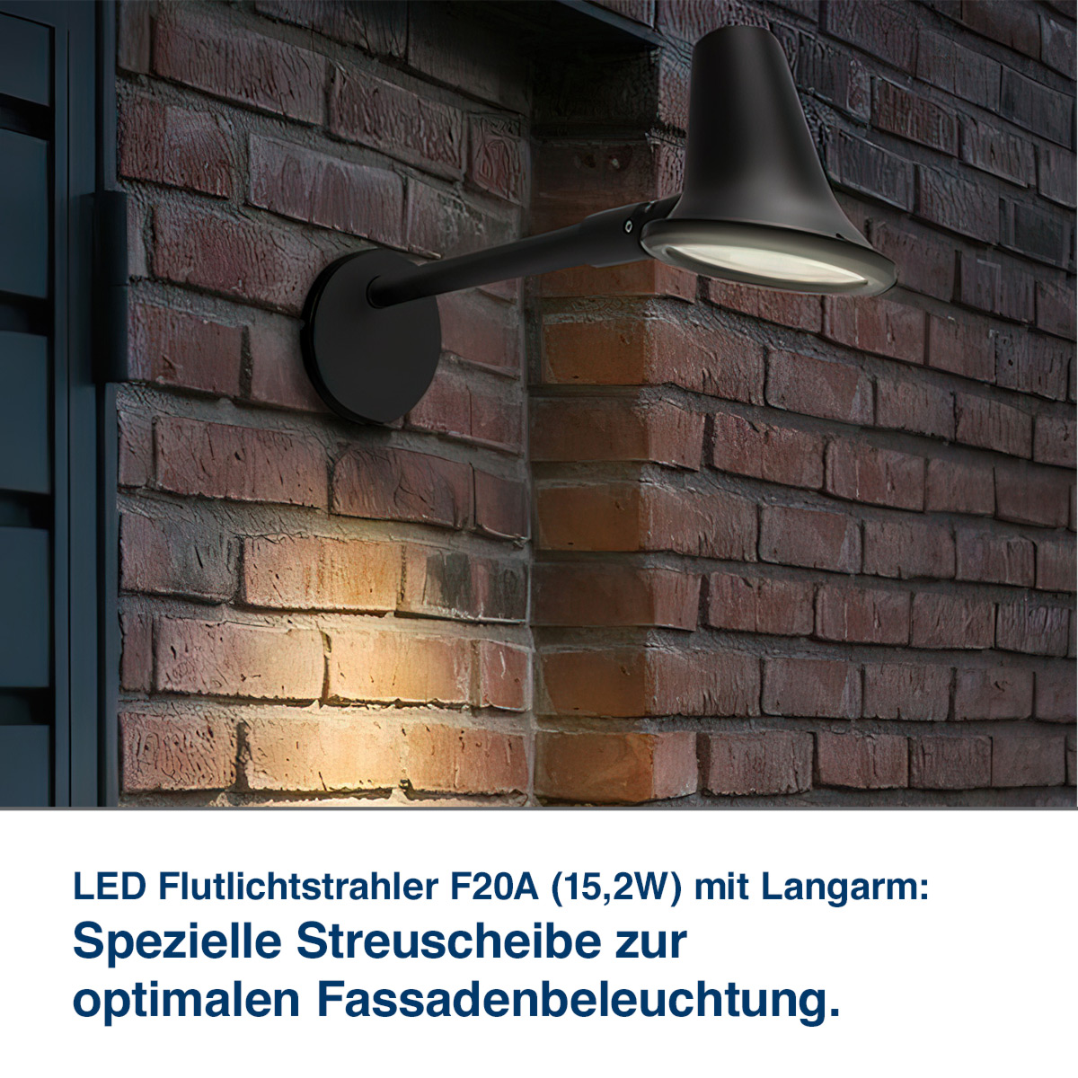LED Flutlicht-Strahler F20A (15,2W), Langarm (50cm), IP66