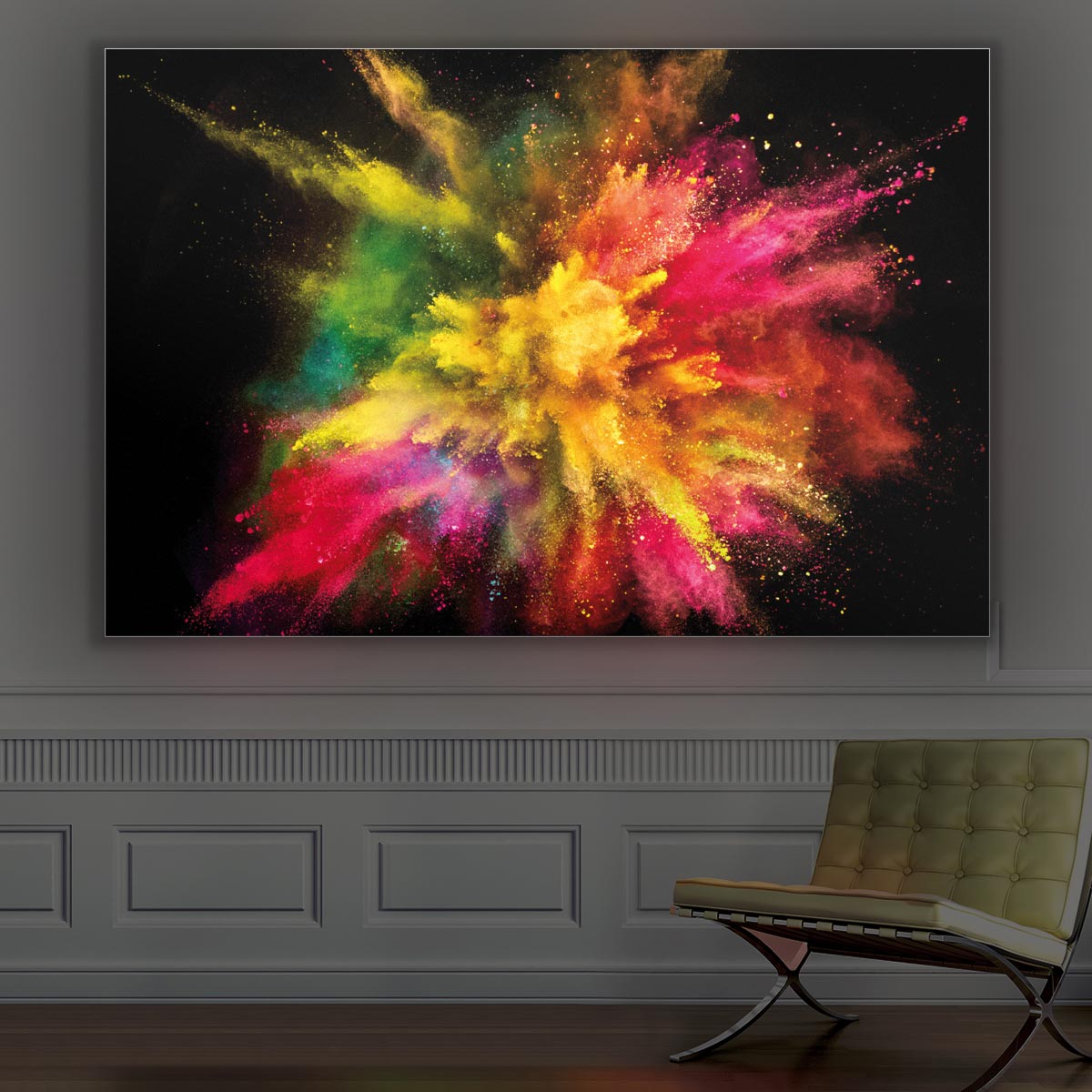 led-leuchtbild - abstrakte farbexplosion - beleuchtetes wandbild