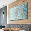  Akustikbild Abstrakte Farbe auf Holz, einseitig, Wandmontage