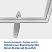 Akustik-Rückwand – Rahmen mit Fuß:   Rahmen aus Aluminiumprofil,  50mm Stärke mit Standfuß