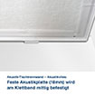 Akustik-Tischtrennwand – Akustikvlies:   Feste Akustikplatte (18mm) wird  am Klettband mittig befestigt 