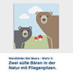 Wandbilder-Set Bears - Motiv 3:  Zwei süße Bären in der  Natur mit Fliegenpilzen.