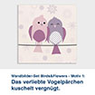 Wandbilder-Set Birds&Flowers - Motiv 1:  Das verliebte Vogelpärchen  kuschelt vergnügt.