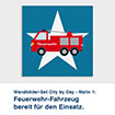 Wandbilder-Set City by Day - Motiv 1:  Feuerwehr-Fahrzeug bereit für den Einsatz.