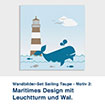 Wandbilder-Set Sailing Taupe - Motiv 2:  Maritimes Design mit  Leuchtturm und Wal.