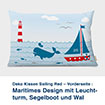 Kissen-Vorderseite, maritimes Design mit Leuchtturm, Sailing Red 60 x40 cm