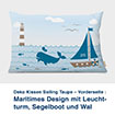 Kissen-Vorderseite, maritimes Design mit Leuchtturm, Sailing Taupe 60 x 40 cm