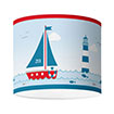 Lampenschirm im maritimen Design mit Leuchtturm, Sailing Red 