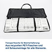 Transporttasche für Monitorhalterung:  Aus recycelten PET-Flaschen und  mit Schaumeinlage für alle Elemente.