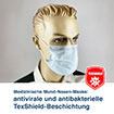 Medizinische Mund-Nasen-Maske:  antivirale und antibakterielle  TexShield-Beschichtung