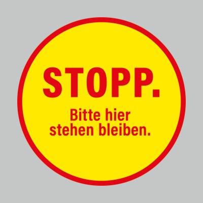 Fußbodenaufkleber, rot-gelb, Ø 48cm – Stopp