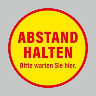 Fußbodenaufkleber, rot-gelb, Ø 48cm – Abstand halten