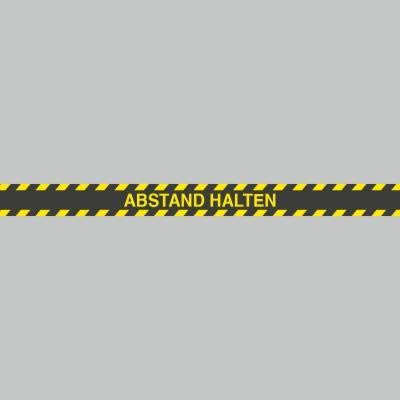 Fußbodenaufkleber gelb-schwarz, Streifen, 120x9,6cm – Abstand halten