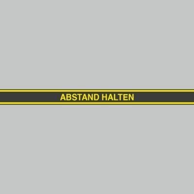 Fußbodenaufkleber gelb-schwarz, 120x9,6cm – Abstand halten