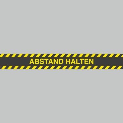 Fußbodenaufkleber, gelb-schwarz, Streifen, 120x15cm – Abstand halten
