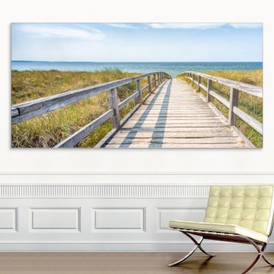 Akustikbild Meer & Strand mit Dünenübergang, einseitig, Wandmontage