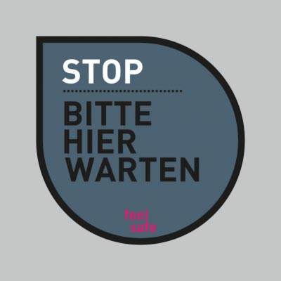 Fußbodenaufkleber, 48 x 48 cm »feel safe« Stop, Bitte hier warten