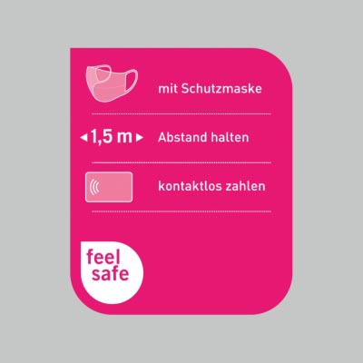 Schaufensteraufkleber 25x30cm – Verhaltensregeln »feel safe«
