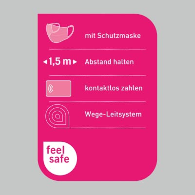 Schaufensteraufkleber 25x35cm – Verhaltensregeln »feel safe«