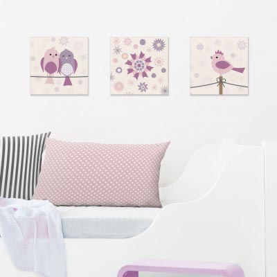 Bilder-Set mit Vogelmotiven, Birds&Flowers