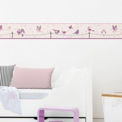 Bordüre fürs Kinderzimmer mit Vogelmotiv, Birds&Flowers