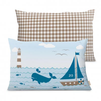 Dekokissen für Kinder im maritimen Design, Sailing Taupe