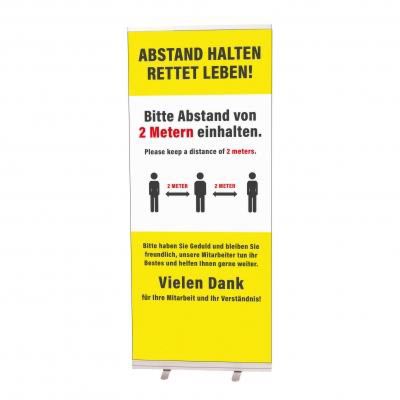 Roll-Up, gelb, Abstand halten