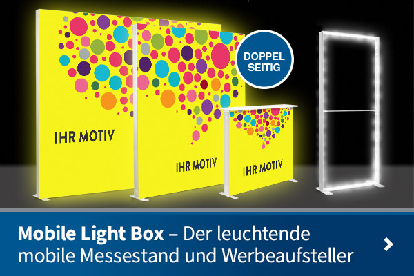 Mobile Light Box – Der leuchtende mobile Messestand und Werbeaufsteller